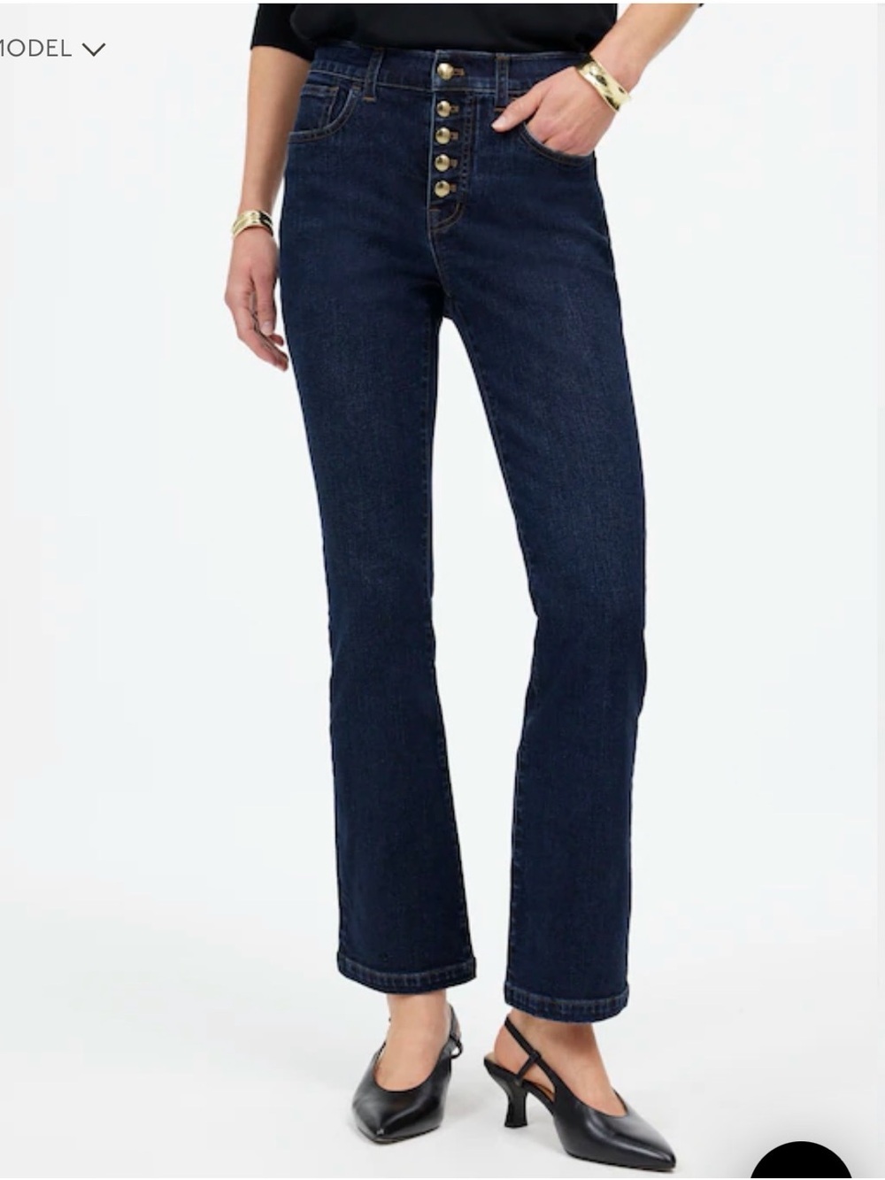 Madewell Dark mid-Rise kick out Button-Fly Cropped Jeans